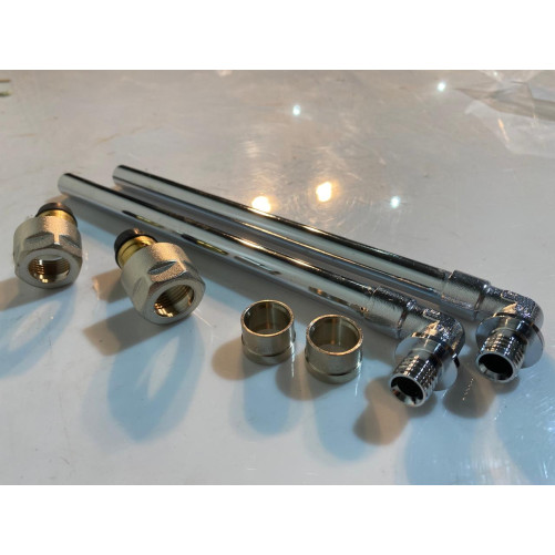 Набір для нижнього підключення радіатора. Трубка коліно ⌀ 15/16 мм/250 мм Гільза. Євроконус. (2 шт.) TECE PCK1/020А-CHE