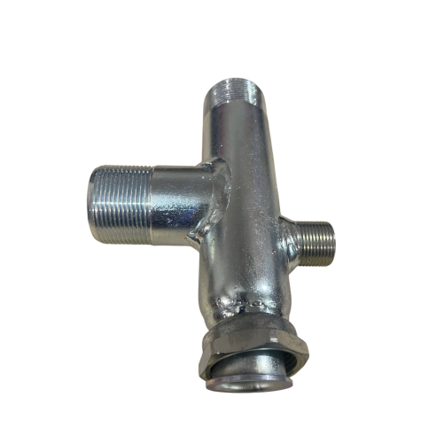 Соединение крестовина с накидной гайкой 1 1/4" ВР х 2 выхода 1 1/2'' НР х 3/4'' НР оцинковка Италия