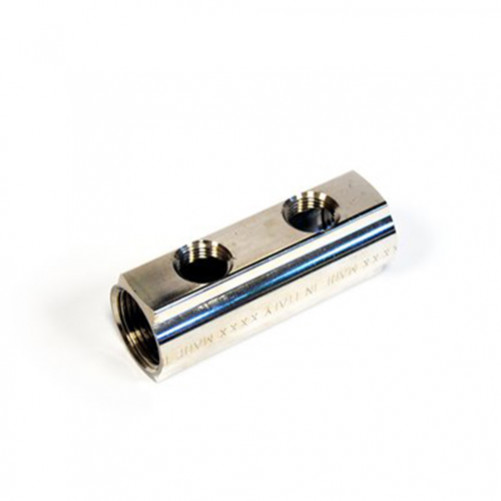 Коллектор гребенка на 2 выхода для отопления   1"ВР-1/2" ВР (латунный/ Никель) General Fittings Италия 620058N100402A