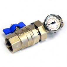 7100M6N10100BA Ball valve with thermometer 1 "ВР / НР blue (coupling)